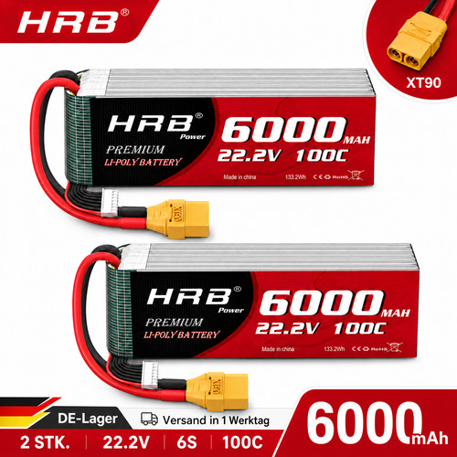 2pcs hrb 6000mah - 6000mah, lipo